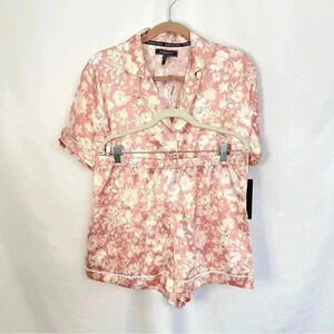 BCBG‎ Maxazria Sleepwear Short Set Large Washy Shadow Floral Pink Floral Satiny